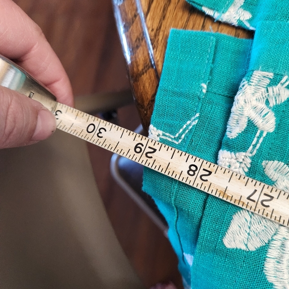 SOFT SURROUNDINGS Embroidered Isla Verde Linen Blend Button-Up Shirt BACK DETAIL - Picture 11 of 12